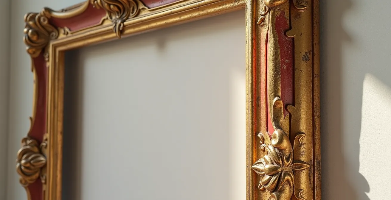 Historical gilded frame displaying valued wear patterns and bole exposure