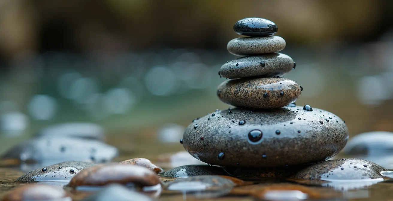 Macro shot of balanced stones representing portfolio diversification strategy