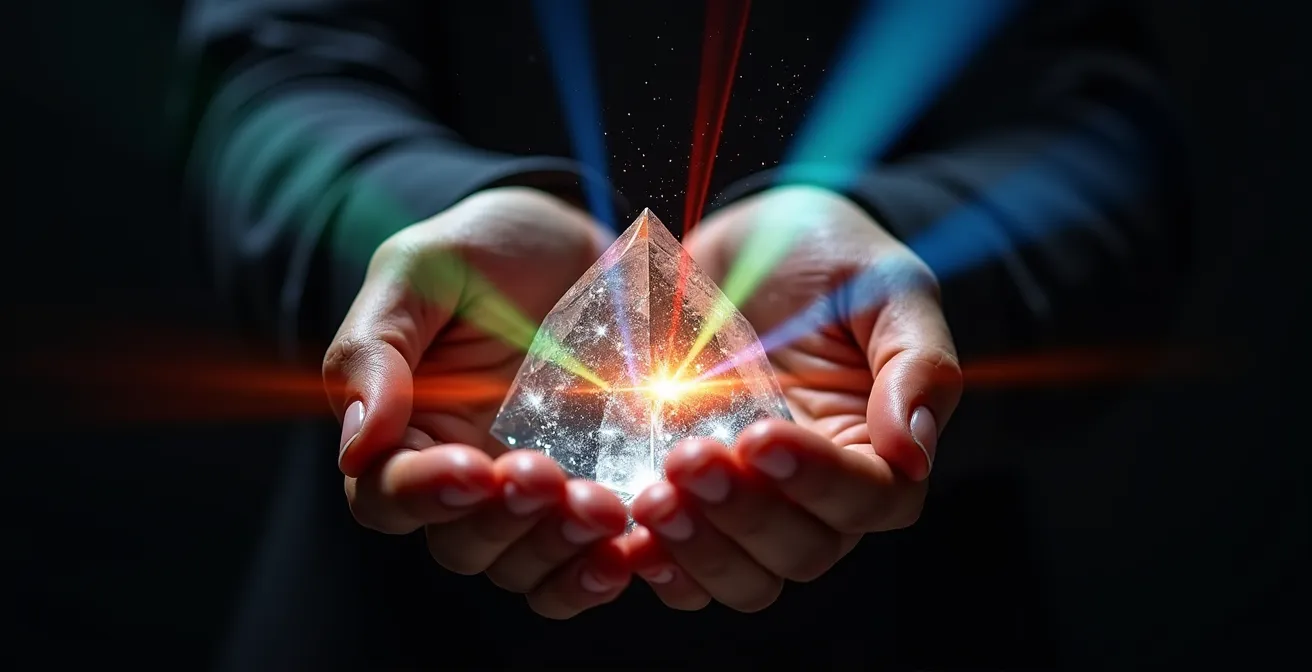 Abstract visualization of market volatility through contrasting geometric shapes and light patterns